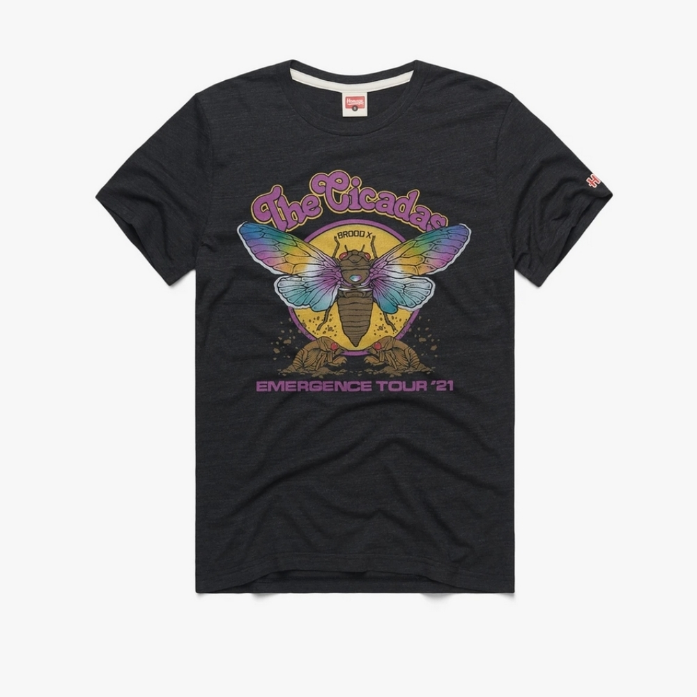 Homage The Cicadas Emergence Tour 2021 T-shirt, Charcoal, Size XL, NWOT